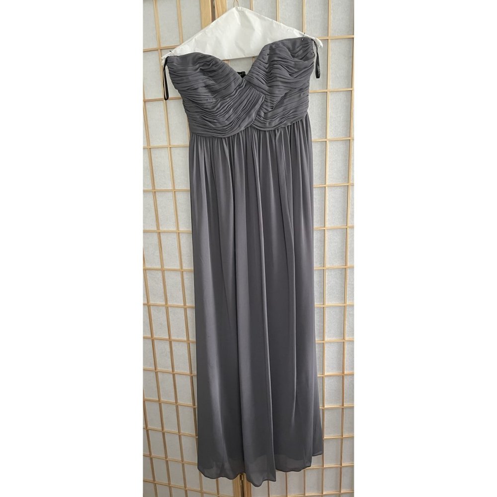 Donna Morgan Long Chiffon Strapless Gown Dress Charcoal Gray Size 2